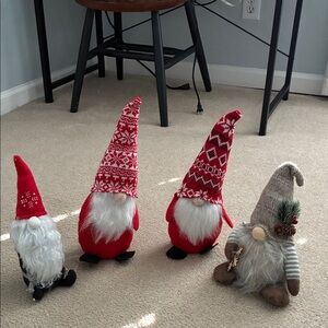 Festive Red and Gray Gnome Decor Set